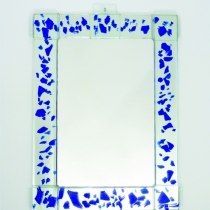 Čtvercové zrcadlo s modrým zdobením